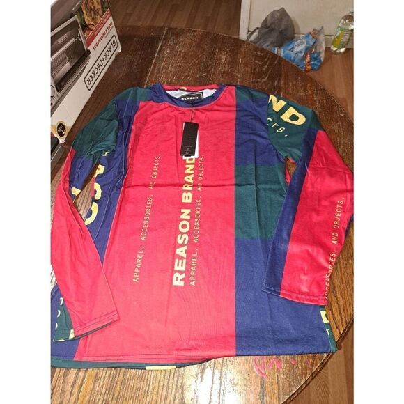 New Medium Reason Arseno Multicolor Long Sleeve Streetware Casual Tee Tshirt - Picture 6 of 7